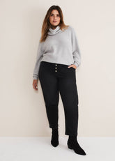 Karlie Button Through Corduroy Jeans - Black