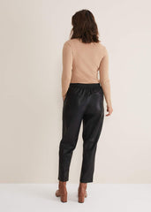 Rya Pleather Straight Leg Trouser - Black