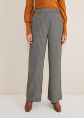 Nouria Herringbone Tapered Trouser - Black/Cream