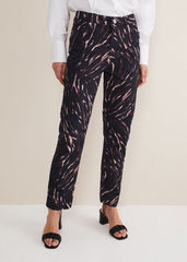 Ramona Zebra Print Straight Leg Jeans - Black/Multi