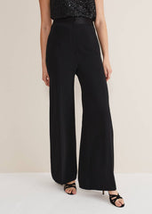Elandra Wide Leg Tux Trousers - Black