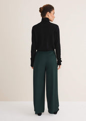 Catira Crepe Wide Leg Trousers - Forest Green