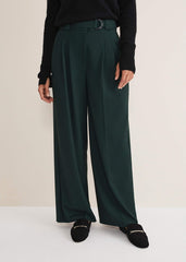 Catira Crepe Wide Leg Trousers - Forest Green