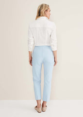 Julianna Cropped Straight Leg Trousers - Cornflower Blue