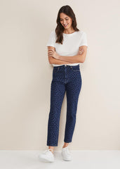 Petra Heart Straight Leg Jeans - Mid Blue