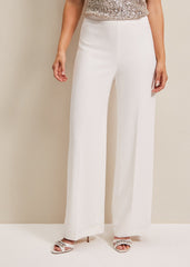 Beatriz Satin Wide Leg Bridal Trousers - Ivory