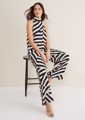 Phillis Striped Wide Leg Trousers - Black/Pink