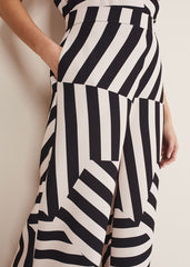 Phillis Striped Wide Leg Trousers - Black/Pink