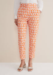 Elysia Geo Cigarette Trousers - Pink/Orange