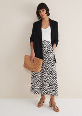 Malaya Printed Wide Leg Culottes - Black/Ivory