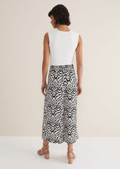 Malaya Printed Wide Leg Culottes - Black/Ivory