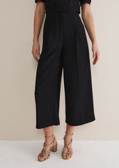 Audrea Black Wide Leg Culottes - Black