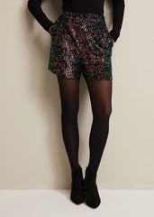 Adina Sequin Shorts - Black/Multi