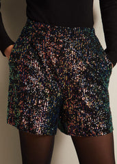 Adina Sequin Shorts - Black/Multi