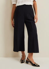 Petite Aubrielle Clean Crepe Culottes - Navy