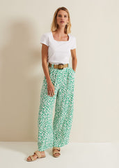 Nylah Printed Wide Leg Trousers - Green