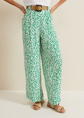 Nylah Printed Wide Leg Trousers - Green