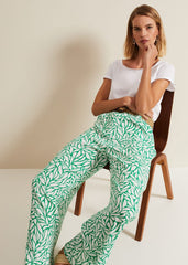 Nylah Printed Wide Leg Trousers - Green