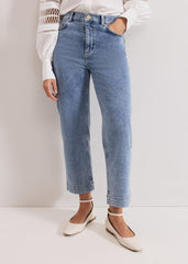 Lexi Mid Wash Crop Straight Jean - Mid Wash