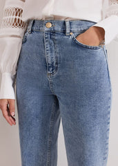 Lexi Mid Wash Crop Straight Jean - Mid Wash