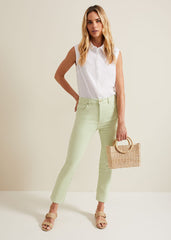 Lindsey Cropped Straight Leg Jeans - Green