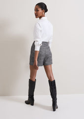 Evie Check Shorts - Grey