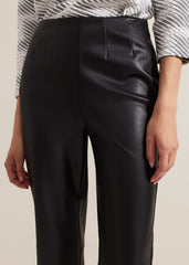 Mya Black Pu Crop Trousers - Black