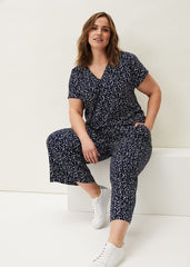 Carin Spot Culotte Trousers - Navy