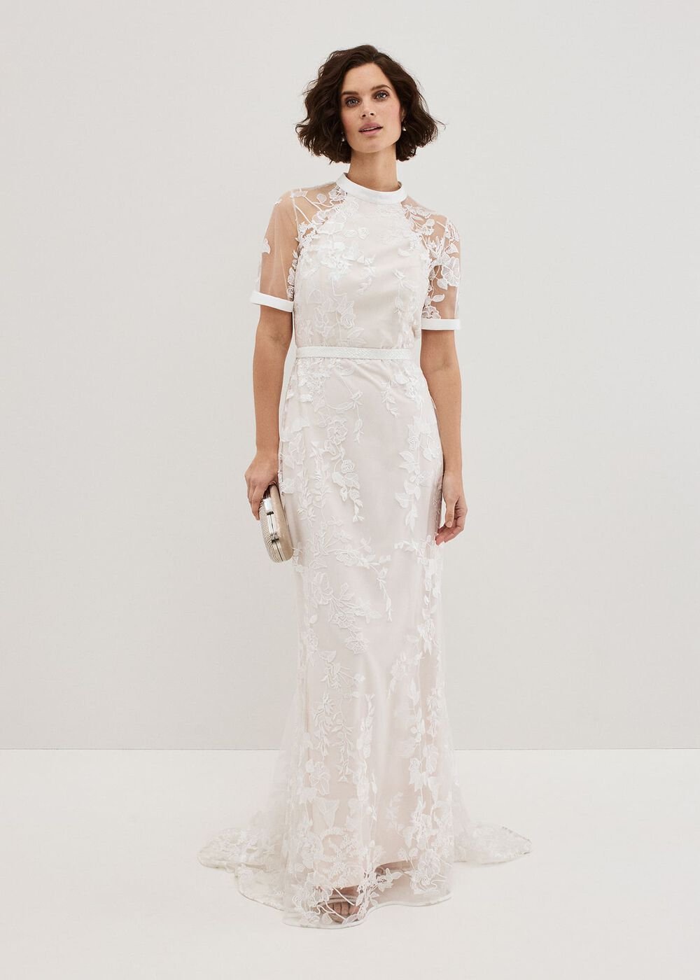 Poppy Embroidered Wedding Dress - Pearl