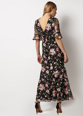 Antonette Embroidered Maxi Dress - Black/Multi