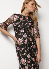 Antonette Embroidered Maxi Dress - Black/Multi