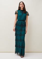 Roberta Layered Maxi Dress - Black/Forest