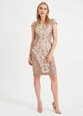 Perdy Tapework Lace Dress - Latte/Cream