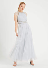 Gerona Pleated Tulle Dress - Ice Blue