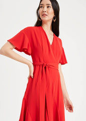 Elena Panelled Dress - Fiery Red
