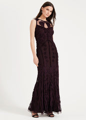 Anoushka Tapework Lace Maxi Dress - Burgundy