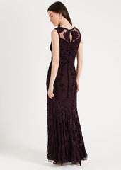 Anoushka Tapework Lace Maxi Dress - Burgundy