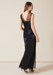 Barbara Applique Floral Dress - Black/Navy