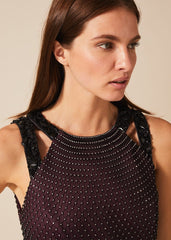 Sofia Beaded Bodice Dress - Port