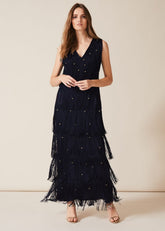 Kandice Fringe Maxi Dress - Navy
