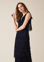 Kandice Fringe Maxi Dress - Navy