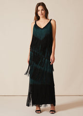 Tina Tassel Dress - Black/Forest