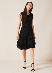 Penelope Tapework Lace Dress - Black