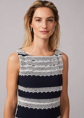 Priyanka Layered Fitted Dress - Navy/Ivory