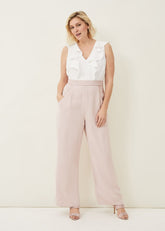 Linda Frill Jumpsuit - Ivory/ Antique Rose
