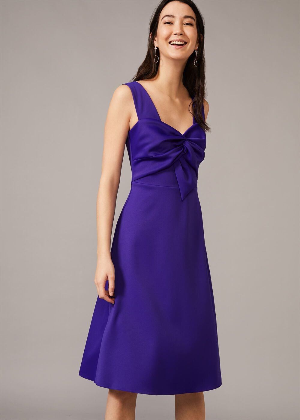 Jadine Bow Fit & Flare Dress - Electric Blue
