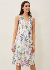 Lonnie Floral Fit And Flare Dress - Ivory/Multi