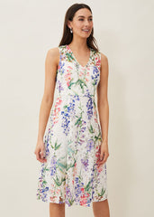 Lonnie Floral Fit And Flare Dress - Ivory/Multi