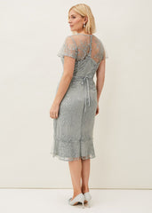 Juliana Floral Embroidered Dress - Eau De Nil
