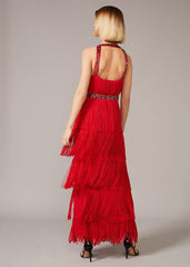 Albertina Fringe Maxi Dress - Scarlet
